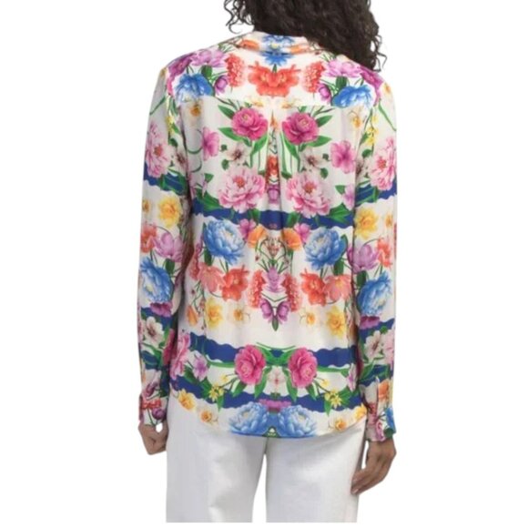 ELIE TAHARI Floral The Madeline Scallop Floral Printed Blouse - Picture 2 of 2
